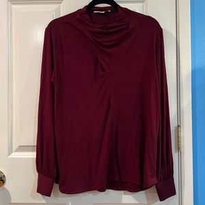 Amour Vert Leone Dream Knit Top large L burgundy plum Made in USA